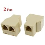 2 Pcs RJ11 1 to 2 Female Plug Telephone Modular Splitter Jointer