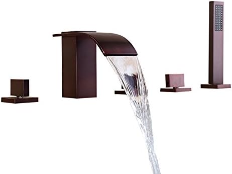 Lovedima Solid Brass 5 Hole Waterfall Deck Mount Bathroom Roman