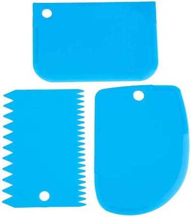Holdream 3pcs/set Cake Spatulas Pastry Scraper Jagged Edge Dough Cutter Plastic(blue)
