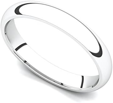 18k White Gold 3mm Classic Plain Comfort Fit Wedding Band Ring, 4