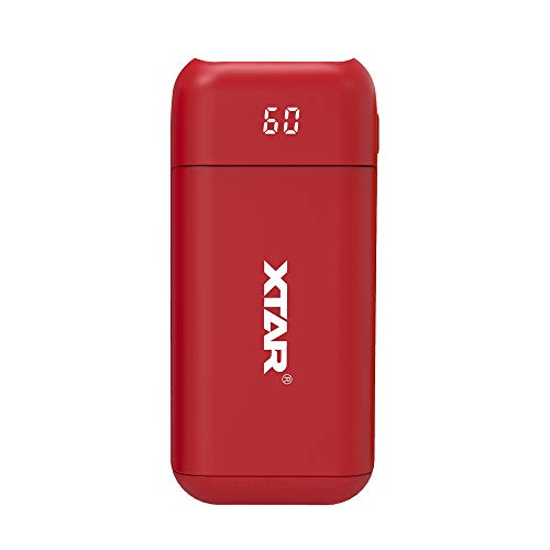 Fast 18650 Battery Charger XTAR PB2 USB Apply to 3.6V/3.7V Unprotected 18650 Batteries DIY Output for Phones Pads(Batteries NOT Included) (Red)