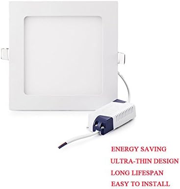 TOPL Flat Panel Ceiling Light,6-inch Ultra-Thin Square LED Recessed Light Fixture Downlight, 9W 3000K (Warm White) 135MM Cut Hole for Home / Office / Commercial Lighting