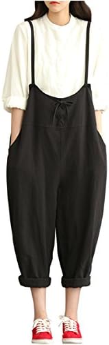 Hulaha Womens Cotton Linen Loose Fit Overalls Plus Size