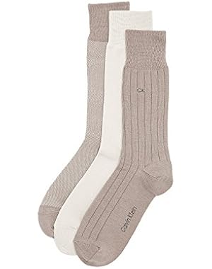 Calvin Klein Underwear Men's 3 Pack Birdseye Multi Pack Crew Socks