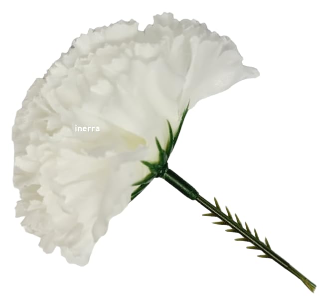 INERRA Carnation Picks - Pack of 140 Artificial Flowers for Floral Foam Tributes, Letters and Funeral Arrangements (White)