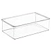 mDesign Plastic Bathroom Storage Organizer Box w/Hinge Lid for Closet Shelves, Cupboards, Holds Medicine, First Aid, Lotion, Cotton Swabs, Masks, and Styling Tools, Ligne Collection, 4 Pack, Clear