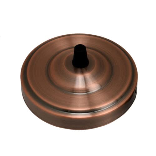 Copper 108mm Ceiling Light Fitting Plate for Vintage Pendent Lights 108mm Single Point Metal Canopy Cover Antique Side Fitting Ceiling Rose with Accessories for Home Office Hanging Ceiling Wall Lamp