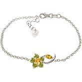 Galaxy Gold GG 0.87 CTW 14k Solid White Gold Flower Bracelet Citrine Peridot