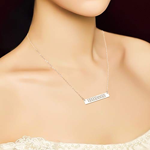 Caramel Sweet Life Personalized Stainless Steel Horizontal Bar Necklace Pendant 5 Colors with Chain (Black) - Thumbnail 6
