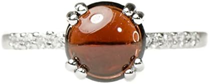 Magical Natural Garnet Cabochon Engagement Ring 925 silver Size 8.5