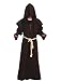 Friar Medieval Hooded Monk Renaissance Priest Robe Costume Cosplay brown XL