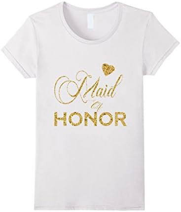 Womens Maid Of Honor Shirts, Bridal Shower ShirtsGold Fau Small White