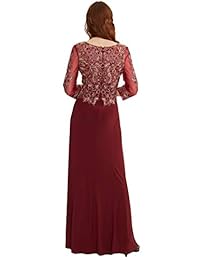 Meier vestido formal de noche con mangas de encaje para mujer