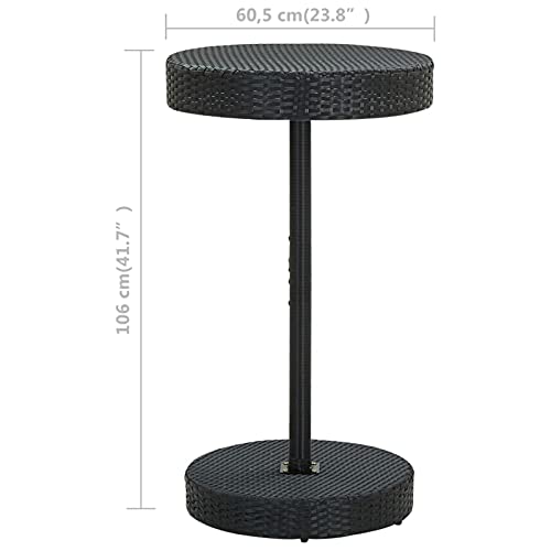 Tidyard Gartentisch Rundtisch Esstisch Rattentisch Balkontisch Beistelltisch Teetisch Terrassetisch Parktisch Kaffeetisch Couchtisch Gartenmöbel Terrassenmöbel Schwarz 60,5x106 cm Poly Rattan – Bild 6