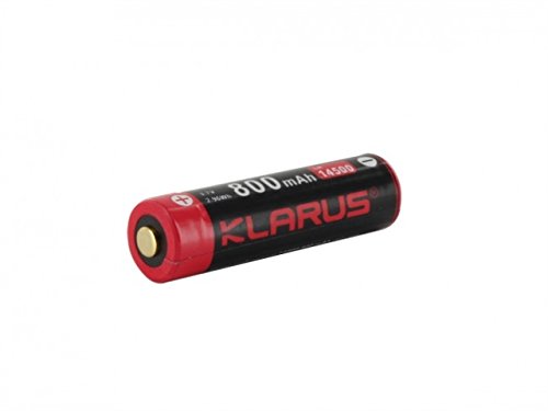 Klarus 14500 800mAh 3.7V Protected Lithium Ion Button Top Battery, Black