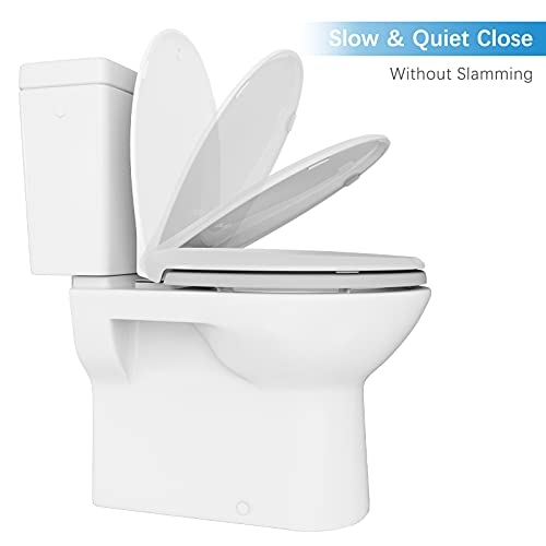 Toilet Seat, Round Toilet Seat, Durable Plastic Toilet Seat Round with Slow Close, Never Loosens