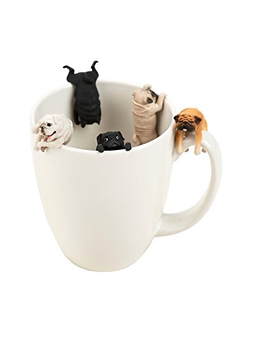 Kitan Club Putitto Pug Dog Cup Toy - Blind Box Includes 1 of 8 Collectable Figurines - Hangs on Thin, Flat Edges - Authentic Japanese Design - Made from Durable Plastic, Premium Quality