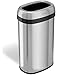 iTouchless 16 Gallon Oval Open Top Trash Can and Recycle Bin with Odor Control System, Stainless Steel Commercial Grade, Large 12-Inch Opening, for Home, Restaurant, Restroom, Office, 61 Liter