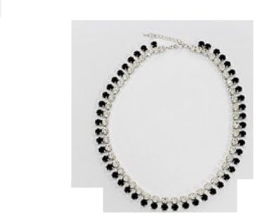 Double Row Black &amp; Clear Crystal Choker Fashion Necklace