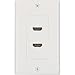 BUYER'S POINT HDMI Wall Plate | UL Listed 2 Port HDMI 2.0 w/ 2 Built in 6-inch Pigtails & Included Mounting Bracket, Supports Ethernet and 4K Video, Perfect for Home Theaters (White) — 1 Pack