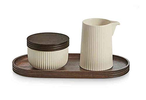 Nambe Origin Covered Sugar Bowl and Creamer with Tray