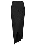 NINEXIS Women's Wrap Front Slim Fit Midi Skirt with Asymmetrical Hem (S-3XL)