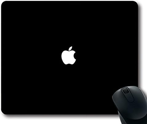Custom Gaming Mouse Pad with Simple Apple Logo Black Minimal Non-Slip Neoprene Rubber Standard Size 9 Inch(220mm) X 7 Inch(180mm) X 1/8 Inch(3mm) Desktop Mousepad Laptop Mousepads Comfortable Computer Mouse Mat