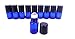 Got Oils® Pack OF 10 BLUE 5/8 DRAM GLASS SAMPLE ROLLER VIALS WITH STAINLESS STEEL ROLLER TOPS AND BLACK CAP