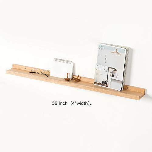 Rustic Solid Oak Timber Block Floating Shelf Wall Wooden Concealed Bracket Wall Mounted Shelf Decorative Hanging Display Bookcase Picture Ledge Shelf (Oak Wood, 36" x 4" (Basic))