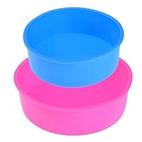 Uarter Silicone Cake Mold Baking Bakeware Pan Round 8 Inch and 6 Inch, BPA-Free, Blue and Rose, Set of 2