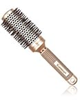 SUPRENT Curling Brush Nano Thermal Ceramic & Ionic Round Barrel Hair Brush, 1.8inch, for Hair Drying, Styling, Curling, Adding Hair Volume, Gold-Brown Color