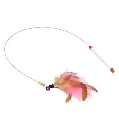 Pet Cat Toys Cute Design Steel Wire Feather Teaser Wand Toy by Raylinedo