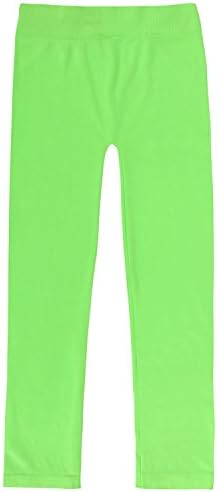 Little Girl's Spandex Ankle Length Neon Leggings Girls Tights, Neon Green 4-5T