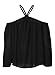 WLLW Women Chiffon Off Shoulder Long Sleeve Halter Neck Shirt Blouse Tops,Black,US XL