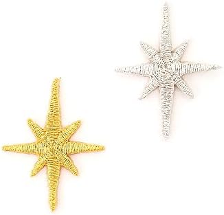 Stars Embroidered Iron-On Patch Sticker Gold / Silver Set (2PCS)