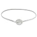Ladies Floral Detail Interlocking Buckle Silver Tone Stretchy Cinch Belt
