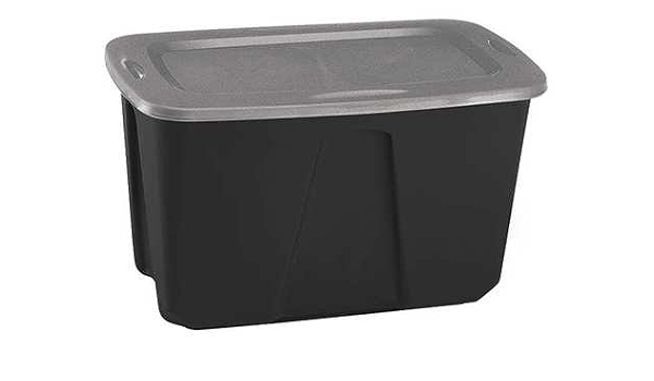 black 18 gallon storage tote