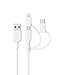 Anker Powerline II 3-in-1 Cable, Lightning/Type C/Micro USB Cable for iPhone, iPad, Huawei, HTC, LG, Samsung Galaxy, Sony Xperia, Android Smartphones, and More(3ft, White) primary