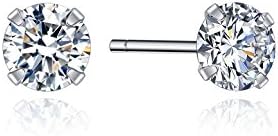 Hypoallergenic Basic Earrings Sterling Silver Cubic Zircon Studs for Boys Men Sleep Earrings 4MM Unique Valentine's Day Gifts Birthday Gifts Anniversary Gifts for Girlfriend Daughter Women Jewelry