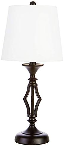 Wtape home Tradictional Vintage Hollowed Out Base Livingroom Bedroom Nightstand Lamp Bedside Table Lamp,Great Workmanship Table Lamp with White Fabric Shade
