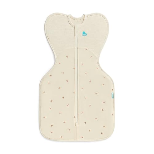Love to Dream Swaddle Up, Small 3.5-6kg, Stage 1, 1.5 TOG, Fit Supports Good Sleep, Newborn Baby Swaddle Sack - Soft Stretch Cotton Fleece in Twigs Oatmeal - Arms Up Design for Safer, Better Sleep