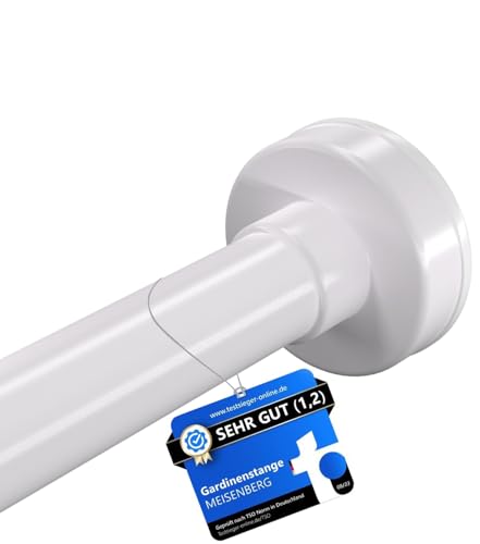 MEISENBERG Curtain Pole, No Drilling, 70-120 cm, Telescopic, Shower Pole, White, Tension Pole, Pack of 1