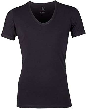 RJ Bodywear 37-011-007 Men's Basics Black Deep V-Neck Short Sleeve Top XLarge