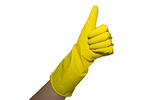Latex Cleaning Gloves for Washing Kitchen, Bathroom and more (Medium, Yellow) - Thumbnail 2
