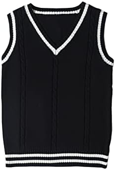 Men Women Knitted Cotton V-Neck Vest JK Uniform Pullover