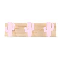Asdf586io Nordic Style Wooden Cactus Wall Mount Hook Clothes Scarf Storage Hanger Holder - Pink