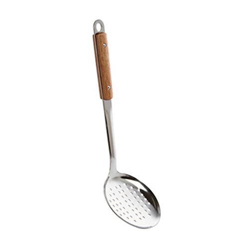 Sealike Stainless Steel Slotted Soup Spoon Ladle Skimmer Spoon Wooden Handle Kitchen Utensil With Stylus