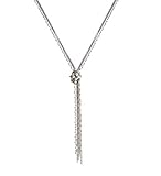 VK Accessories Long Knotted Pearl Necklace Boho Chain Y Shape Fashion Sweater Chain for Girl White