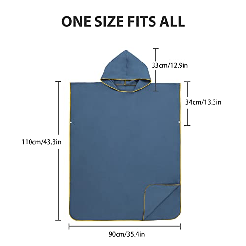 MOKANI Surf Poncho Changing Aid Beach for Women Men Adults Teenagers Ultralight and Quick Drying Bath Poncho Towel Poncho Made of Microfibre Also as Changing Aid Beach (Dark Blue)