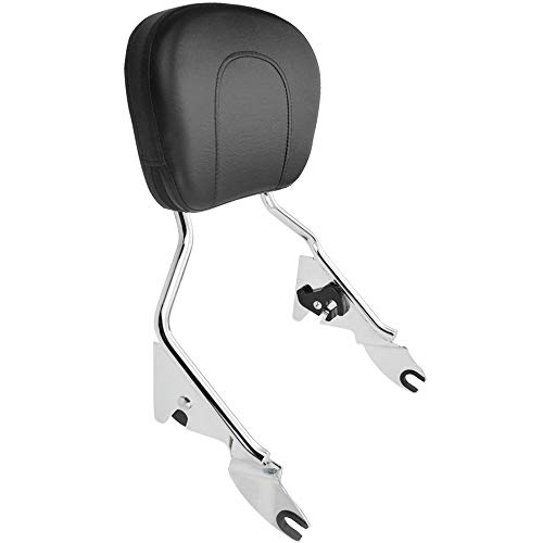 Chrome Detachable Passenger Sissy Bar Backrest Pad and Stealth Luggage Rack for Harley Davidson Touring Road King Electra Road Glide FLH FLHX FLT FLHR FLTR 2009-2019